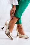 Fashionable Leather Pumps Lewski Shoes 3181 Gold