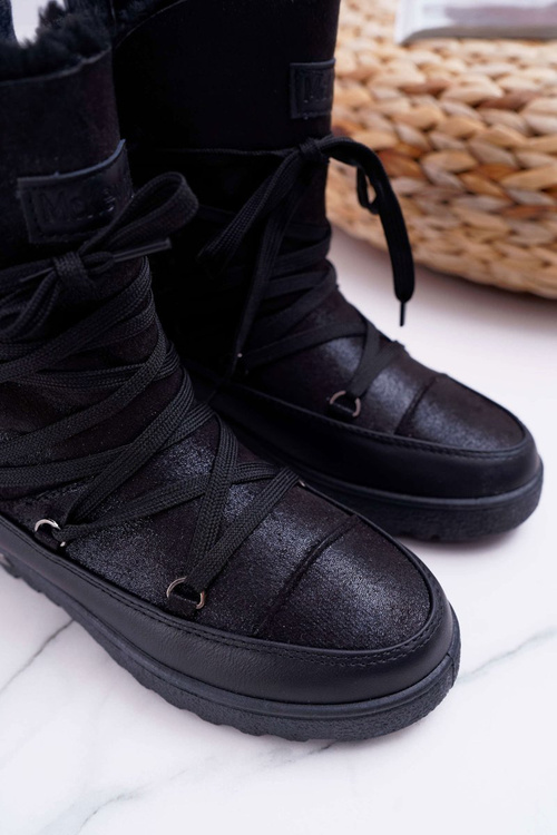 Women's Fleece Warmed Snow Boots Black Fereni