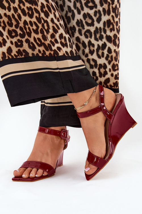 Lacquered Women's Wedge Sandals Bordeaux Vliraya