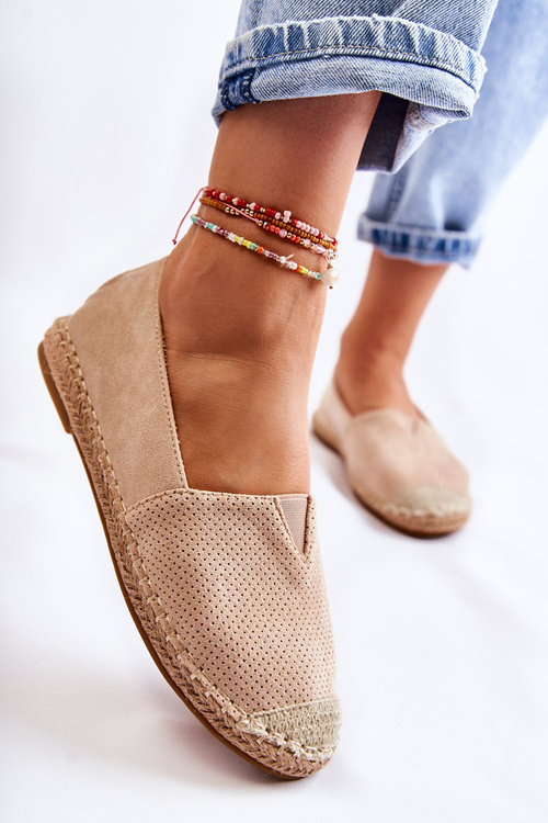 Espadryle Wsuwane Damskie Zamsz Beżowe Corry