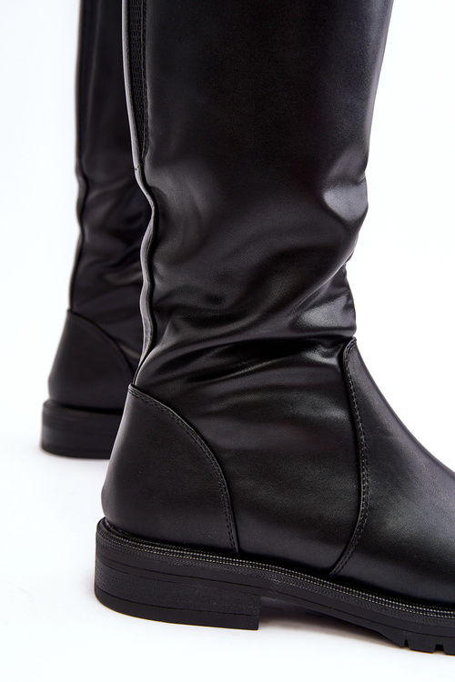 Women's Insulated Flat Heel Boots Black Evelio