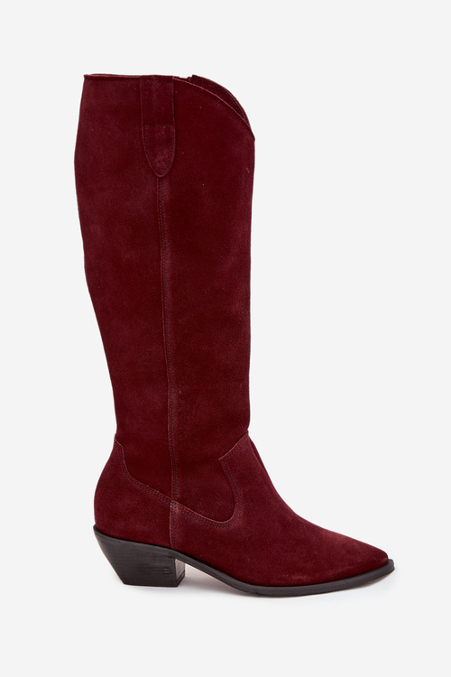 Cowboy Boots Made of Natural Suede Lined Zazoo 4225 Burgundy