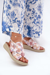 Ladies sandals made of eco leather with flowers multicolor Tosmelia