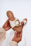 Women's White Slippers with Ornament Cilima