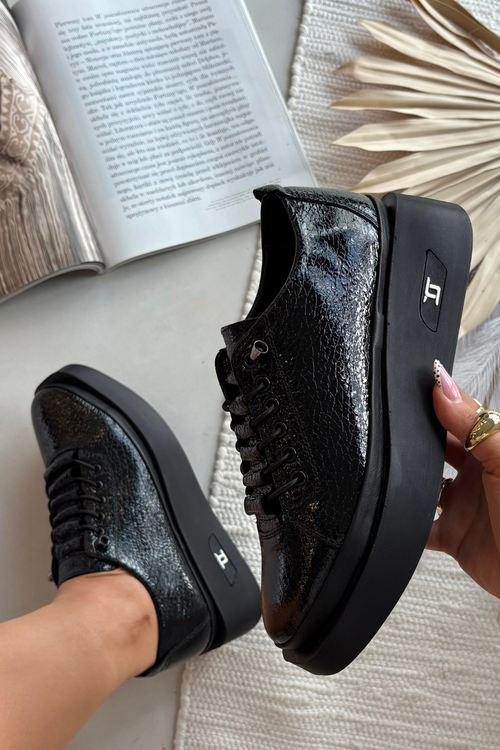 Leather Patent Ladies Platform Shoes Artiker 57C2041 Black