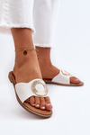 Women's White Slippers with Ornament Cilima