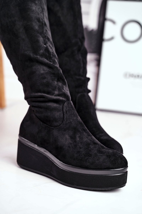 Women's high boots on platform Sergio Leone black BT732