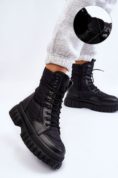 Women's Warm-Up Lace-up Boots Black Ariadna