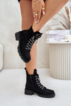 Insulated ankle boots with decorative lacing Vinceza 16465 Black