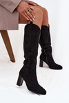 Women's Boots on Heel with Eco Suede Black Prisca