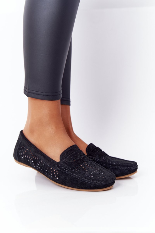 Suede Openwork Women's Loafers S.Barski Black