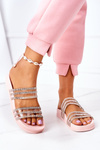 Rubber Slippers With Cubic Zirconia Pink Miss You