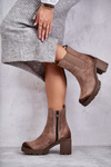 Women's Suede Platform Boots Beige Martine