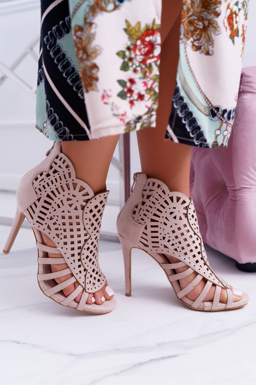 Women's Suede Beige Stiletto Sandals Viviane