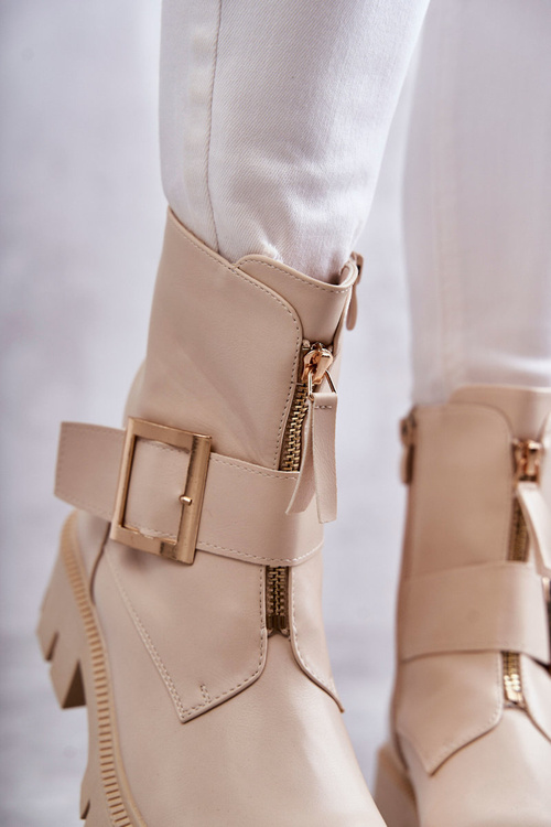 Women's Warm Boots With Zipper Beige Torey