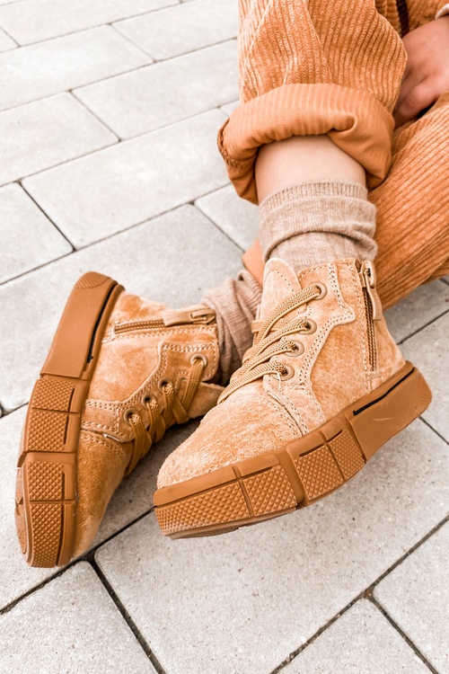 Trampki Dziecięce Wysokie Suwak Camel Boone