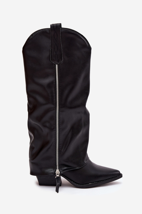 Cowboy Boots On Heel Made Of Eco Leather Black Palira