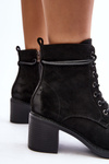 Women's Low Heel Lace-up Black Ankle Boots Serellia