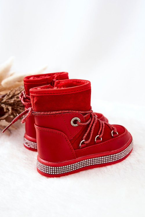 Children's Snowboots with Zircons Red Wellma