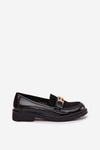 Patent Leather Women's Loafers with Gold Detail S.Barski HY52-545 Black