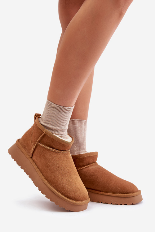 Low Suede Snow Boots Natural Leather Vinceza 97950 Camel