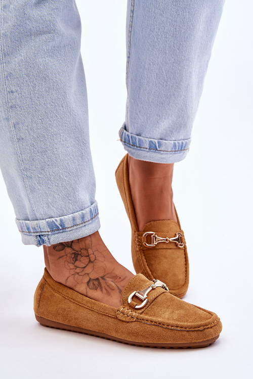 Classic Suede Loafers With Embellishments Camel Arla