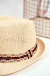 Women's Fedora Hat Beige 100% Paper
