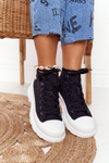 Women's High Sneakers On A Chunky Sole Black Trissy