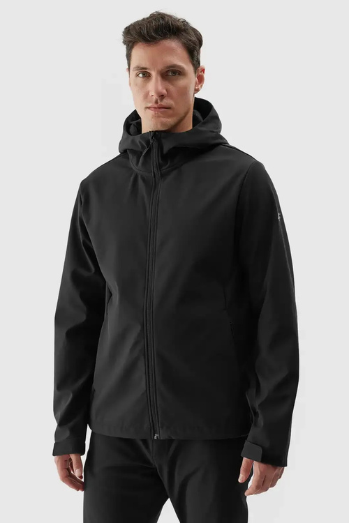 Men's Softshell Jacket With Hood 4F Black 4FWAW24TSOFM283-20S