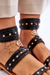 Unique Women's Sandals With Studs Black Selina