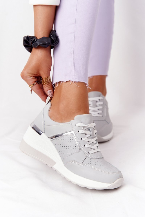 Leather Wedge Sneakers S.Barski Grey