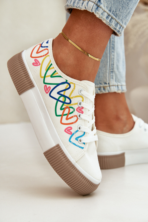 Tenisówki Trampki W Serca Damskie Białe Fonirea