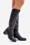 Heeled Knee High Boots Made Of Eco Leather Black Izanae