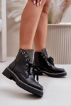 Embellished Women's Ankle Boots Eco Leather Insulated Black Rilatha