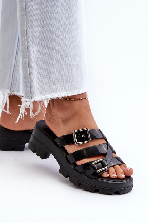 Klapki Pachnące Damskie Na Niskim Obcasie Czarne ZAXY NN285043