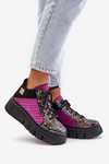 Sneakersy Damskie Na Platformie Skórzane Fuksja Maciejka 06767-15
