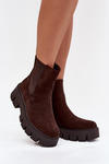Women's ankle boots with lining with zipper eco suede chocolate Fivienne