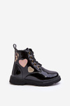 Children's black patent boots with embellishments Adete