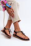 Women's Flat Sandals With Decorative Flower Silver Edoni