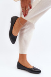 Women's Black Eco Leather Ballerina Flats Tindomiel