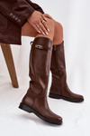 Women's boots with decorative strap eco leather chocolate Palisse