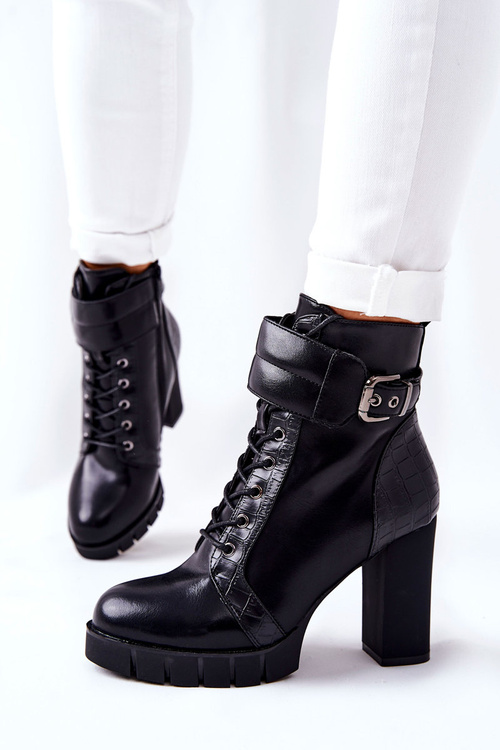 High Stiletto Boots Tiered Black Fasha
