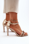 Zazoo 3328/2 Women's Leather Sandals with Stiletto Heel Gold