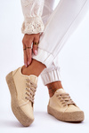 Fashionable Braided Sneakers Lee Cooper LCW-23-31-1795L Beige