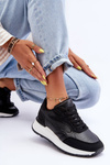 Women's Platform Sport Shoes Black and White Henley