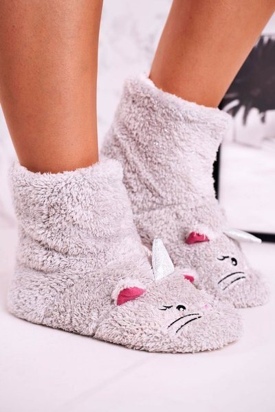 Women's Insulated Home Slippers Grey Nyan Cat