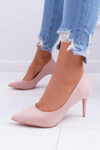 Ladies' Suede Pointed Heels Pink Cream
