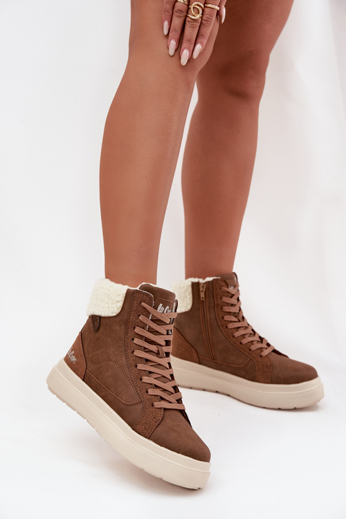 Damskie Buty Zimowe Z Kożuszkiem Brązowe Lee Cooper LCJ-25-01-3735