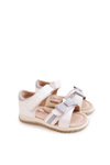 Children's Leather Sandals With Velcro White Lolly
