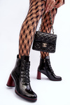 Lacquered Lace-Up Boots on Heel SBarski MR870-15 Black